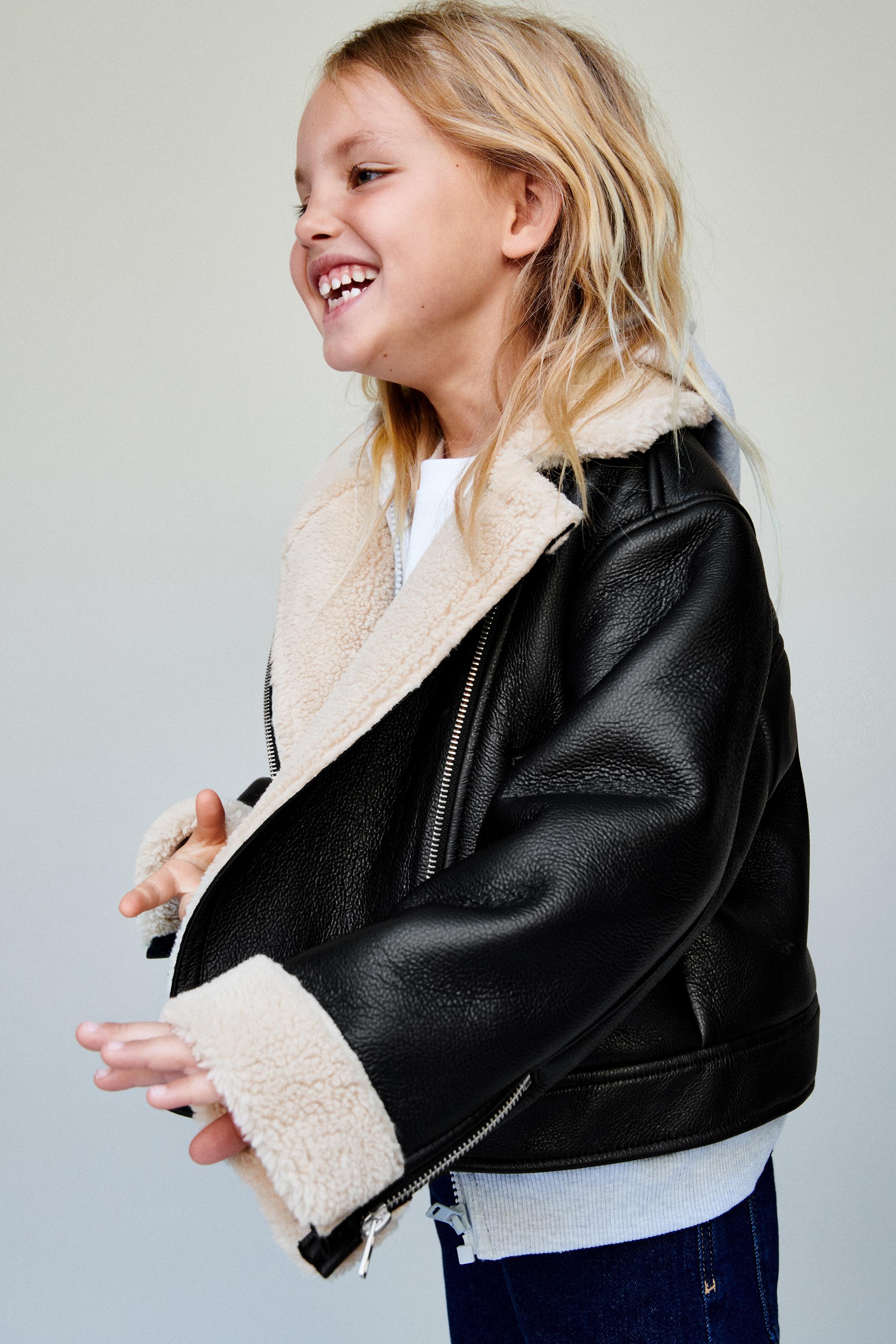 FAUX LEATHER SHEARLING JACKET